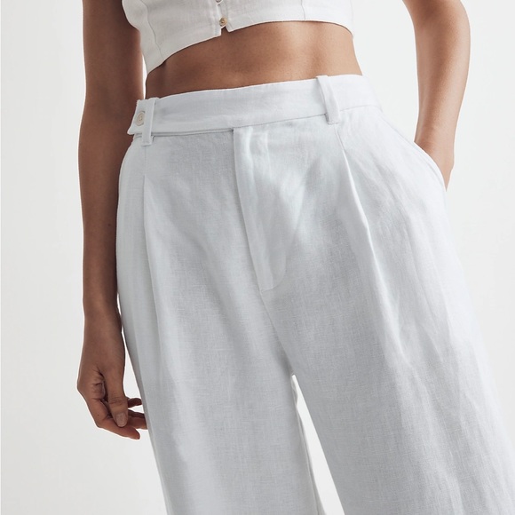 Madewell The Harlow Wide-Leg Pant in 100% Linen, color white, size 2. - Picture 2 of 12